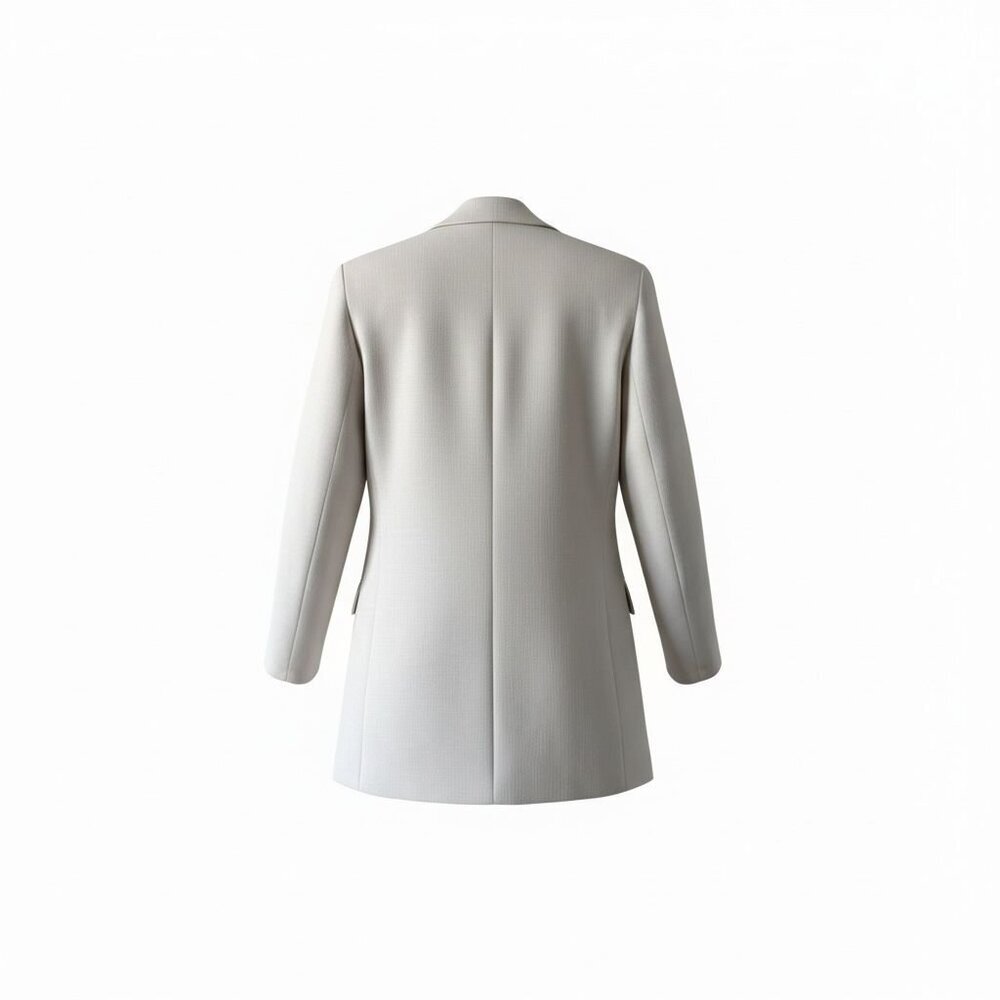 H&M Cream Double-Breasted Blazer | Size Large | Tailored Neutral Jacket - Picture 5 of 6